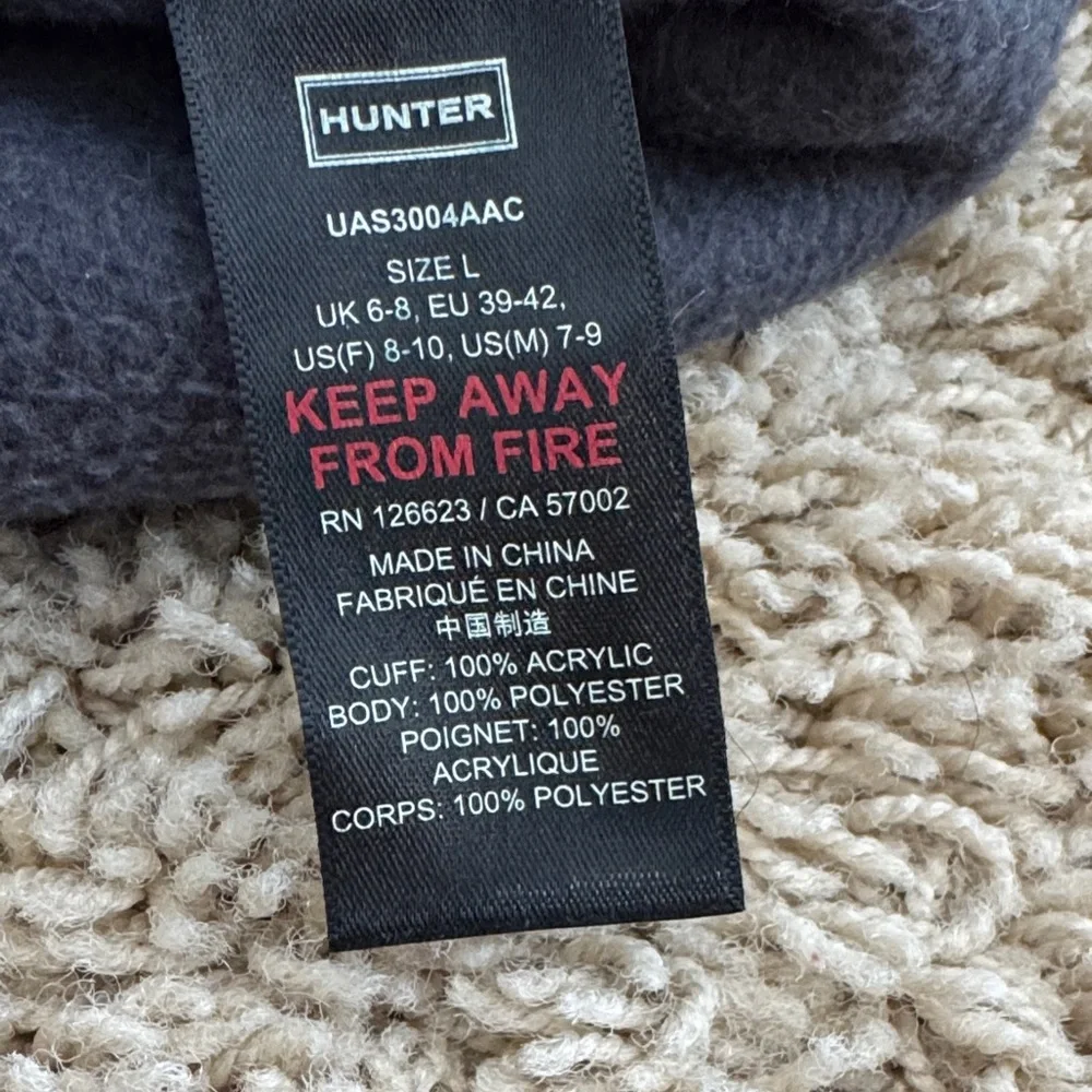 Hunter Charcoal Fleece Cardigan Stitch Tall Boot Liner Socks Womens sz  L (8-10)